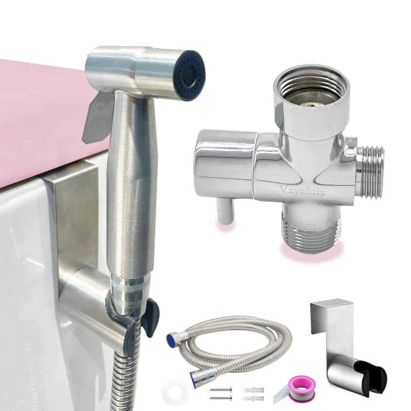 Vayzluiy Handheld Bidet Sprayer for Toilet - Bidets for Existing Toilets Adjustable Water Pressure with Bidet Hose for Feminine Wash, Stainless Steel Muslim Shower Jet Spray for Toilet