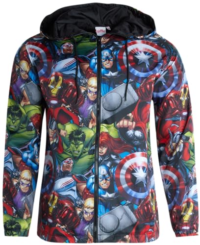 Marvel Avengers Men's Jacket - Lightweight Hooded Windbreaker Coat - Novelty Steetwear for Men: Captain America, Venom (S-XL), Size Medium, Avengers