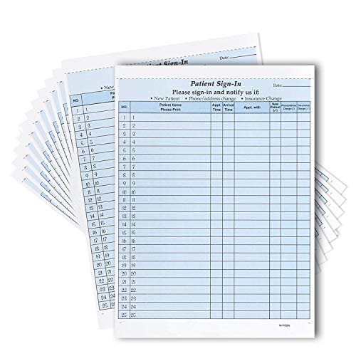 NextDayLabels NCR Carbonless 3 Part Patient Sign in Label Forms, HIPAA Approved and Compliant for Confidentiality in all Medical Offices. (Blue)