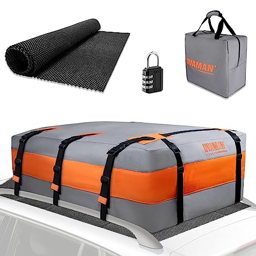 Car Rooftop Cargo Carrier Bag, 20 Cubic Feet 100% Waterproof Heavy Duty 900D Car Roof Bag for All Cars with/Without Rack - Includes Anti-Slip Mat, 10 Reinforced Straps, 6 Door Hooks, Luggage Lock