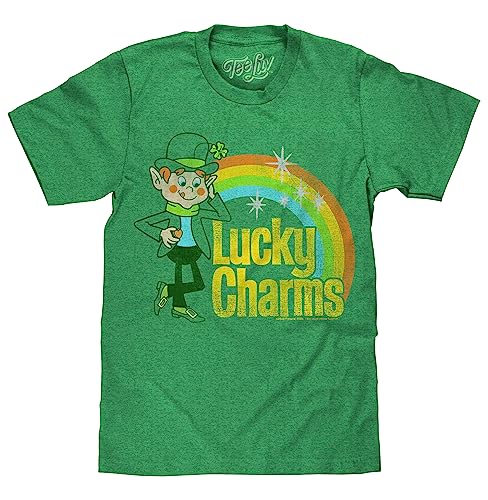 Tee Luv Men's Lucky Charms Shirt - Vintage Lucky The Leprechaun Logo T-Shirt, Kelly Green Heather, 3XL