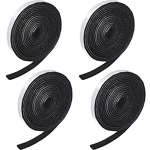4 Rolls 120 Inch Felt Strip with Adhesive Backing Felt Tapes Furniture Felt Strip Rolls Self Stick Heavy Duty Polyester for Protecting Furniture and DIY Adhesive (Black, 0.5 Inch)