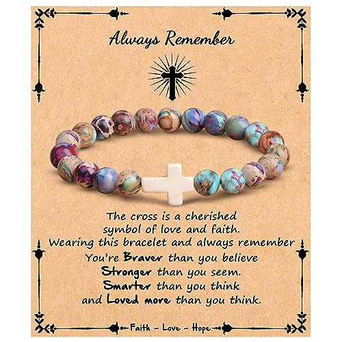 JoycuFF Inspirational Gifts for Teen Girl Women Motivational Bracelet for Teen Girls Daughter You are Braver Than You Believe Stronger Than You Seem