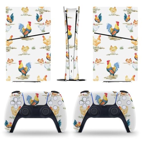 AoHanan Sticker for 5 Slim Digital Skin Chickens and A Rooster Skin Console Controller Accessories Cover Skins Anime Vinyl Sticker Full Set Only for 5 Slim Digital Edition