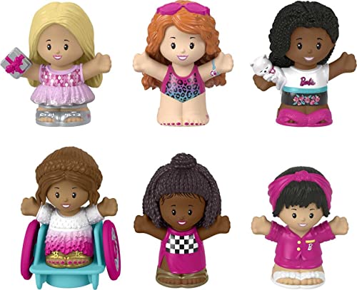Fisher-Price Little People Barbie Toddler Toys Figure 6 Pack for Preschool Pretend Play Ages 18+ Months