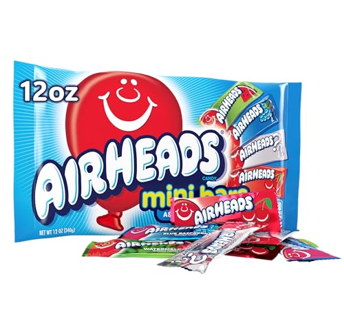 Airheads Candy, Variety Bag, Individually Wrapped Assorted Fruit Mini Bars, Party, Non Melting, 12oz (1 Bag)