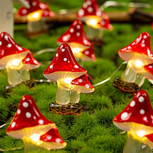 KAiSnova Mushroom Lights Cottagecore Room Decor 10FT 30LEDs Wonderland Mushroom Decor Mushroom String Lights Battery Operated with Remote and Timer for Bedroom Party Easter Wedding Patio Decoration