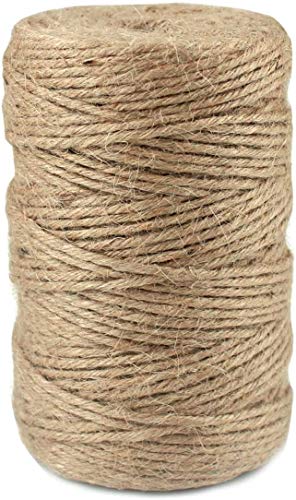 HQDeal Jute Twine Heavy Duty 6Ply Natural Thick Garden Twine Packing String Rope for Floristry, Gifts, DIY Arts&Crafts, Decoration, Bundling, Plants 3mm 328ft