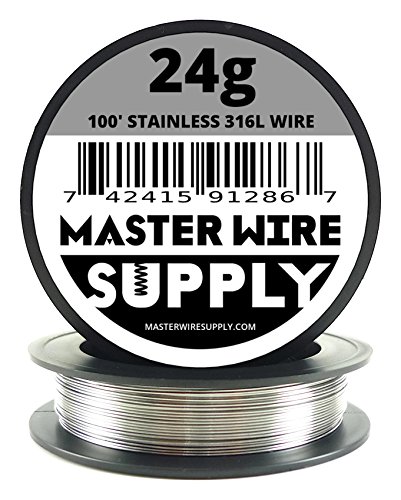 Stainless Steel 316L - 100' - 24 Gauge Wire - 100ft - 0.51mm - 0.02in - Made in USA - Master Wire Supply