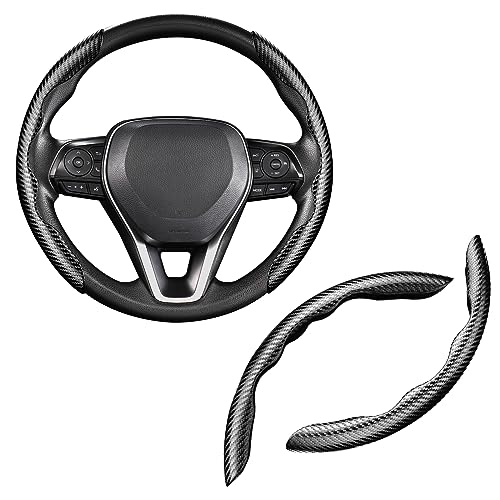 Cartist Carbon Fiber Steering Wheel Cover - Anti-Slip, Comfortable Grip for Men/Women - Durable, Universal Car Accessory (Black)