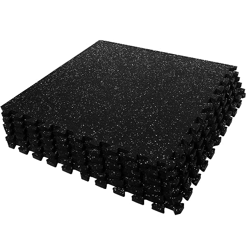SUPERJARE 6 Tiles Equipment Flooring Mat for Floor Workout Exercise Home Gym with Heavy Duty Rubber Top, Interlocking Rubber , 24' x 24' (24 sqft), 0.56 Inch Thick