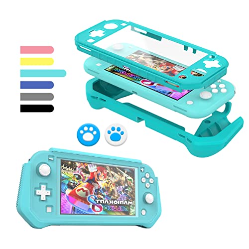 Switch Lite Case Protective Case for Nintendo Switch Lite, Compatible with Nintendo Switch Lite Screen Protector Cover Hand Grip Case with Detachable TPU+Built-in PC Screen + 2 Thumb Grip Caps, Blue