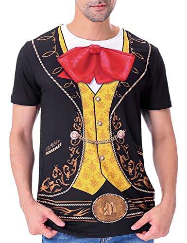 Funny World Men's Cinco de Mayo Shirts Mexican Mariachi Outfit Fiesta T-Shirts, Medium, Black