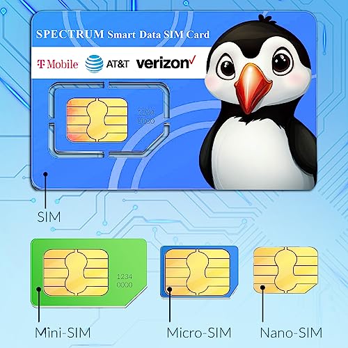 Spectrum Smart Data Only SIM Card -on AT&T, T-Mobile and Verizon Network, for Security Cameras, Trail Camera, Hotspot, Tablets - No Voice & Text