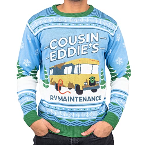 Costume Agent Cousin Eddie's RV Maintenance Adult Ugly Christmas Sweater (Blue, Large)