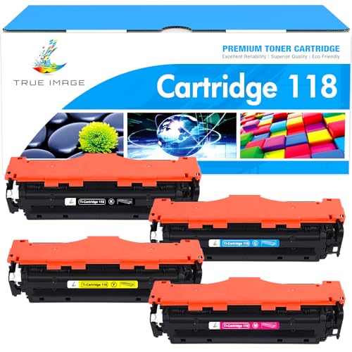 TRUE IMAGE Compatible 118 Toner Cartridge Replacement for Canon 118 Work for Canon Imageclass MF8580Cdw MF726Cdw MF8380Cdw MF8350Cdn LBP7660Cdn Printer Ink (Black Cyan Yellow Magenta, 4-Pack)