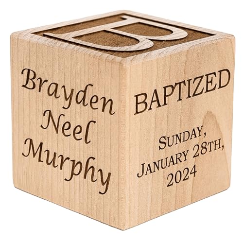 Personalized Baby Baptism/Dedication/Christening Wood Block, Choose from 3 Sizes, Baptism Gift for Boy, Girl, Baby Dedication Gifts, Unique Baptism Gifts (2')