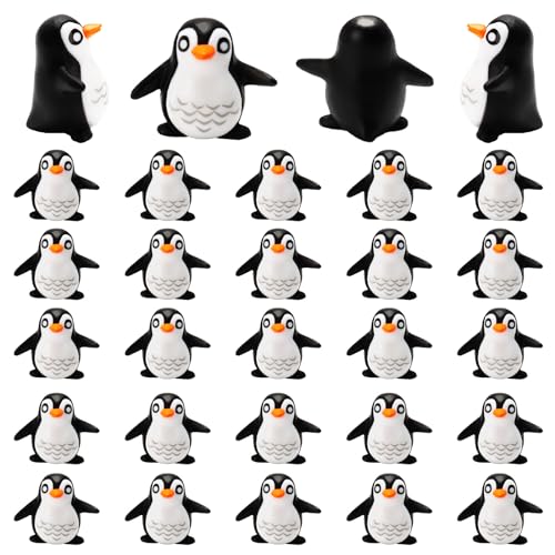 25 Pcs Miniature Penguin Figurines Mini Penguin Figure Resin Penguin Cake Topper Mini Penguin Animal Figurine for Fairy Garden Micro Landscape Decor Cake Topper