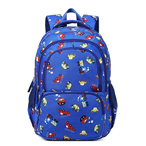 CLUCI Kids Backpack for Boys&Girls Bookbags Preschool Backpack Toddler Daycare School Bag Elementary Kindergarten Lightweight Waterproof Blue Car