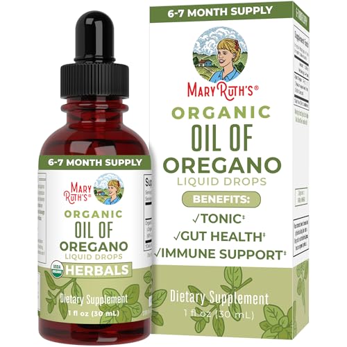 MaryRuth Organics Organic Oregano Oil Liquid | 6 Month Supply | Oil of Oregano Drops | Immune Support Supplement Herbal Tincture| Gut Health | Overall Health | Vegan | Sugar Free | Non-GMO | 1 Fl Oz