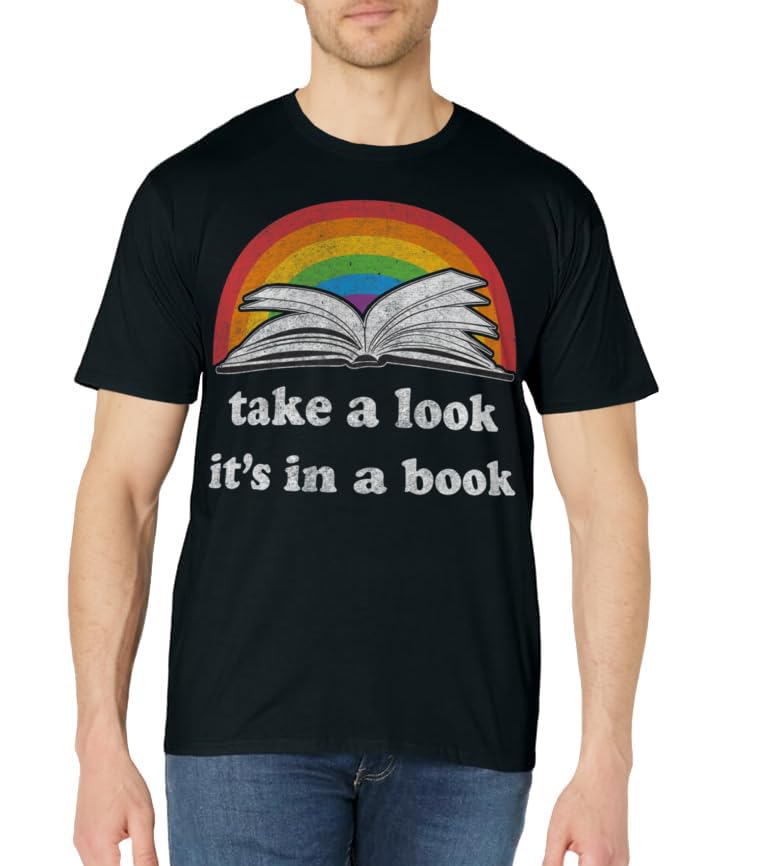 take a look it's in a book reading vintage retro rainbow T-Shirt