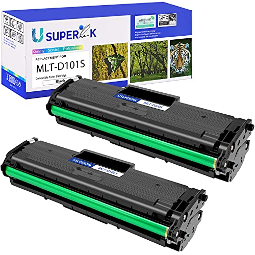 USUPERINK 2 PK Black Toner Cartridge Replacement Compatible for Samsung MLT-D101S MLTD101S to use with SCX-3405W ML-2165W SCX-3405FW ML-2161 ML-2166W ML-2160 ML-2165 SCX-3400F SCX-3401FH