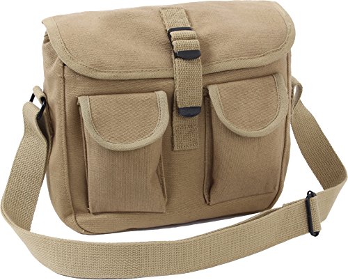 Rothco Canvas Utility Shoulder Bag – Vintage Crossbody Bag for Men – Heavyweight Cotton Canvas – 10' x 8' x 7' - Khaki