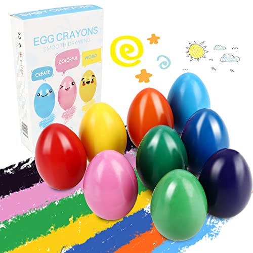 Palm Grip Crayons Set 9 Colors Non Toxic Crayons Washable Paint Crayons Stackable Toys for Toddlers, Kids, Baby, Children, Boys and Girls(Egg-Shaped)