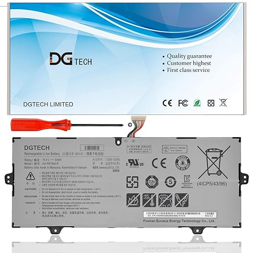 DGTech AA-PBTN4LR Laptop Battery Replacement for Samsung 9 Pro 15″ NP940X3M NP940X5M NP940X5N NP940X3M-K01US NP940X3M-K02US NP940X5M-X01US NP940X5N-X01US Series BA43-00386A 15.4V 3530mAh 54Wh