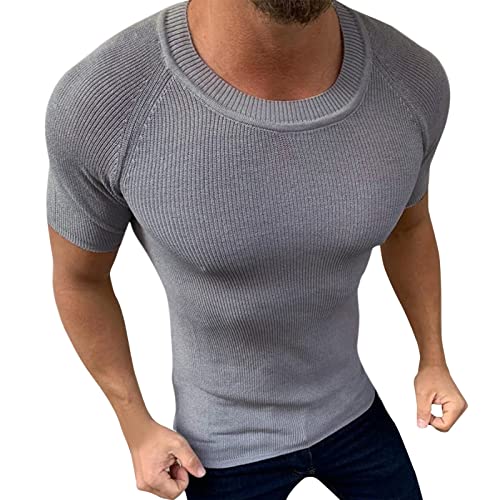Mens Casual Slim Fit Cotton T-Shirt Short Sleeve Crewneck Tee Shirts Performance Tee For Men Workout Athletic Casual Big & Tall