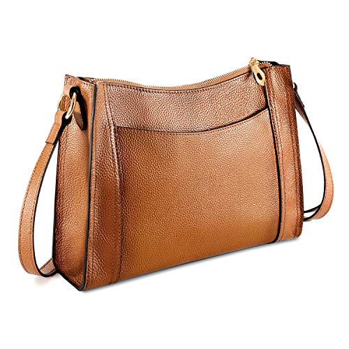Kattee Genuine Leather Purses and Handbags for Women Crossbody Stachel Shoulder Bags Brown