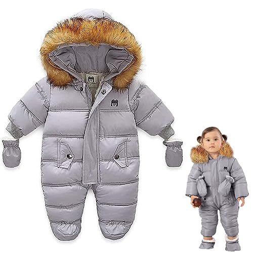XIFAMNIY Baby Girls and Boys Snowsuit Winter suits Jumpsuit Outwear Hooded Footie Snow suits