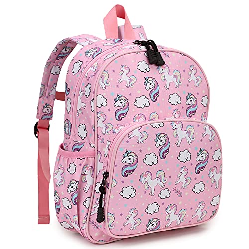 RAVUO Unicorn Backpack for Girls, Cute Toddler Backpack Lightweight Kids Preschool Bookbag Daypack with Chest Strap