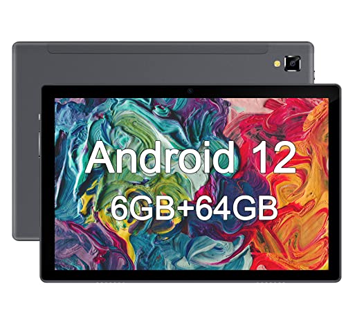 Android Tablet 10 inch, Android 12 Tablet, 6GB RAM 64GB ROM, 512GB Expand Android Tablet with Dual Camera, 5G & 2.4G WiFi, Bluetooth, 8000mAh, HD Touch Screen, Google GMS Certified(Black)
