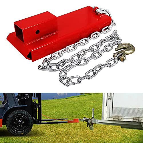 ELITEWILL 2' Forklift Trailer Hitch Receiver Attachment Pallet Forks Towing Adapter with Chain