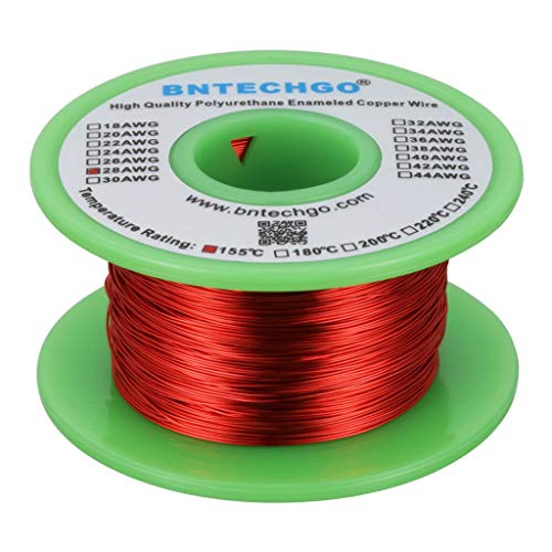 BNTECHGO 28 AWG Magnet Wire - Enameled Copper Wire - Enameled Magnet Winding Wire - 4 oz - 0.0122' Diameter 1 Spool Coil Red Temperature Rating 155℃ Widely Used for Transformers Inductors