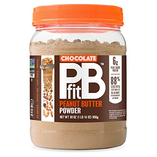 PBfit All-Natural Chocolate Peanut Butter Powder, Extra Chocolatey Powdered Peanut Spread from Real Roasted Pressed Peanuts and Cocoa, 6g of Protein 7% DV (30 oz.) (Pack of 1)