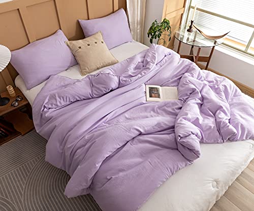 ROSGONIA Lavender Comforter Set Queen, 3pcs(1 Boho Purple Comforter & 2 Pillowcases) All Season Soft Bedding Lightweight Bedspread Blanket Quilt Gifts