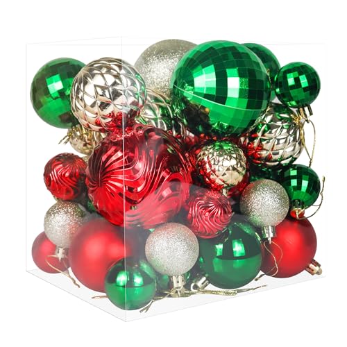 Annecy Christmas Tree Ornaments - 36 PCS Shatterproof Christmas Ball Ornaments Set for Christmas, Holiday, Wreath & Party Decorations (Multi-Size, Red, Green, Gold)