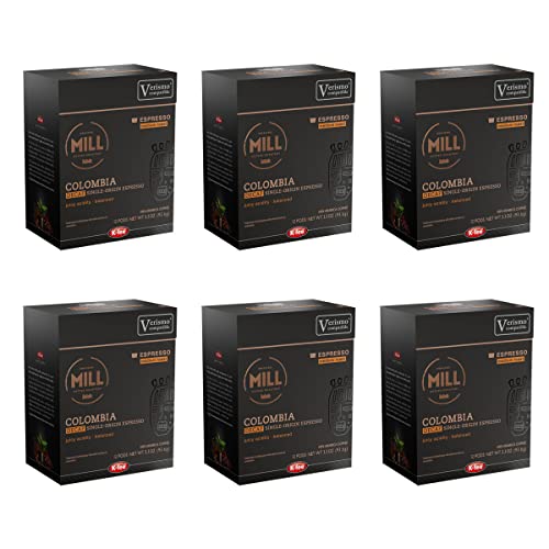 Mr and Mrs Mill Colombia Decaf Espresso K-fee & Starbucks Verismo* Compatible | 72 Count (6 boxes X 12 Pods) | Medium Roast Single Serve Espresso Pods
