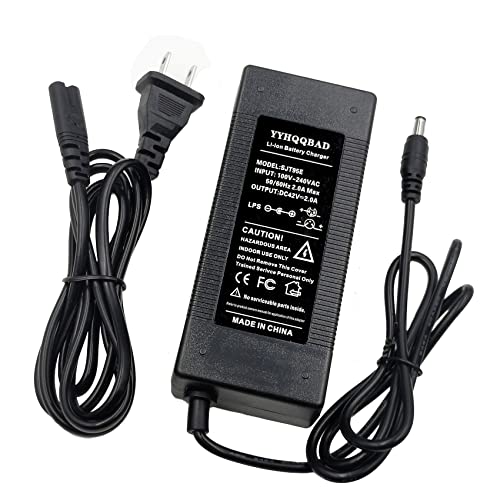 YYHQQBAD 36V 2A Battery Power Supply Adapter Charger Output 42V 2A Charger Input 100-240 VAC Lithium Li-ion Li-Poly Charger for Gotrax 10Series 36V Electric Bike DC5.5*2.5MM/2.1MM