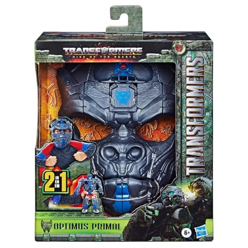 Transformers Rise of the Beasts Movie Optimus Primal, 2-in-1 Converting Roleplay Mask Action Figure Toy, 6+ Years, 9-inch