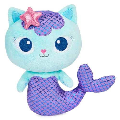 Gabby's Dollhouse, 8-inch Mercat Purr-ific Plush Toy, Kids Toys for Ages 3 and up