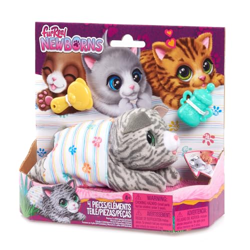 furReal Newborns Kitty Interactive Pet, Small Plush Stuffed Animal Cat with Sounds and Movement, Kids Toys for Ages 4 Up by Just Play