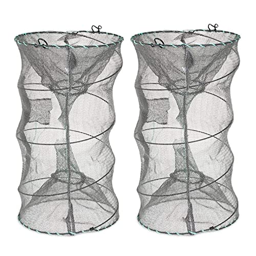 Fishing Bait Trap,2 Packs Crab Trap Minnow Trap Crawfish Trap Lobster Shrimp Collapsible Cast Net Fishing Nets Portable Folded Fishing Accessories,12.6X20.1inches