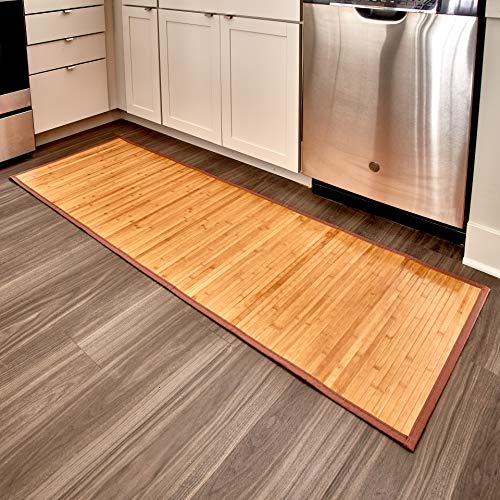 iDesign Bamboo Non-Skid Water-Resistant Floor Mat, The Formbu Collection – 24' x 72”, Natural Tan