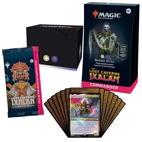 Magic: The Gathering The Lost Caverns of Ixalan Commander Deck - Blood Rites (100-Card Deck, 2-Card Collector Booster Sample Pack + Accessories)