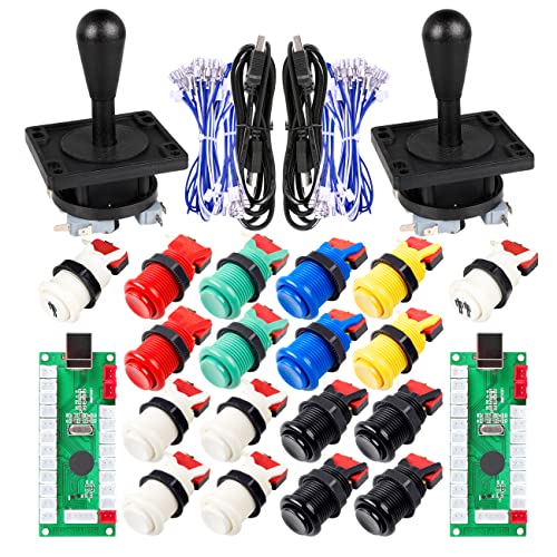 EG STARTS 2 Player Classic Arcade Game DIY Part for Mame USB Cabinet Zero Delay USB Encoder to PC Games 8 Way Joystick + 18x Arcade Push Buttons (Includ 1p / 2p Start Buttons) Multiple Colour Kits