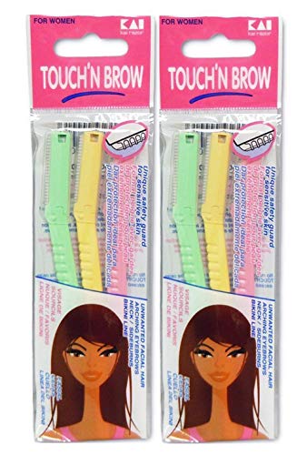 KAI TOUCH N BROW Eyebrow Razor, 3 Count (Pack of 2)
