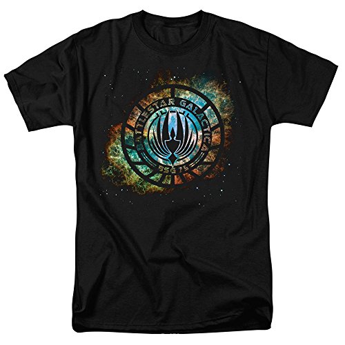 Popfunk Battlestar Galactica Logo Knock-Out T Shirt & Stickers (Large) Black